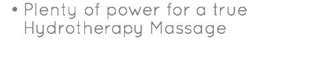 Plenty of power for a true Hydrotherapy Massage 